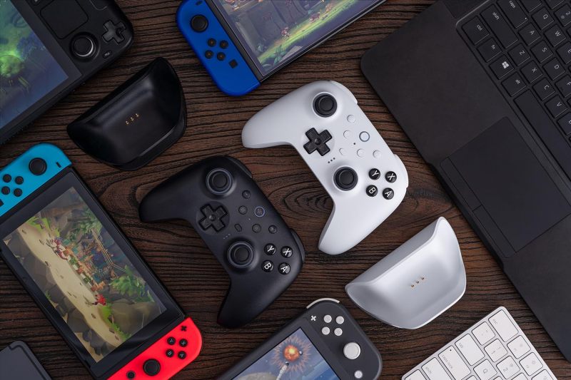 8Bitdo Ultimate 2 Bluetooth Controller for Switch & Windows PC, Switch Pro Controller with TMR Joysticks, Switchable Hall Effect/Tactile Triggers, Vibration and Motion Control, RGB Fire Ring, White