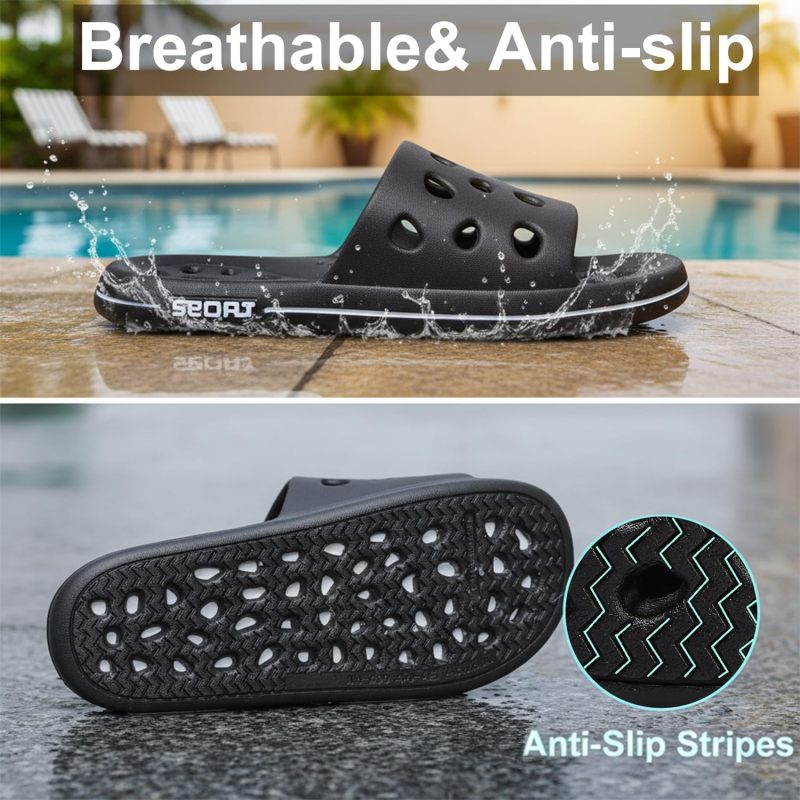Shower Shoes for Women Men, Quick Drying Shower Sandals with Drain Holes