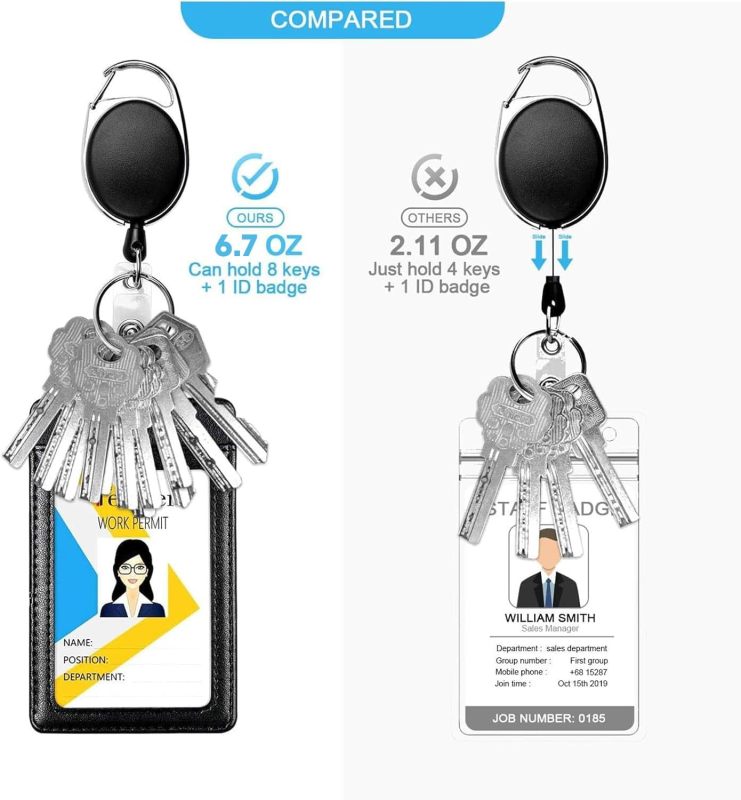 Teskyer 5 Pack Badge Reels Retractable with Carabiner Clip