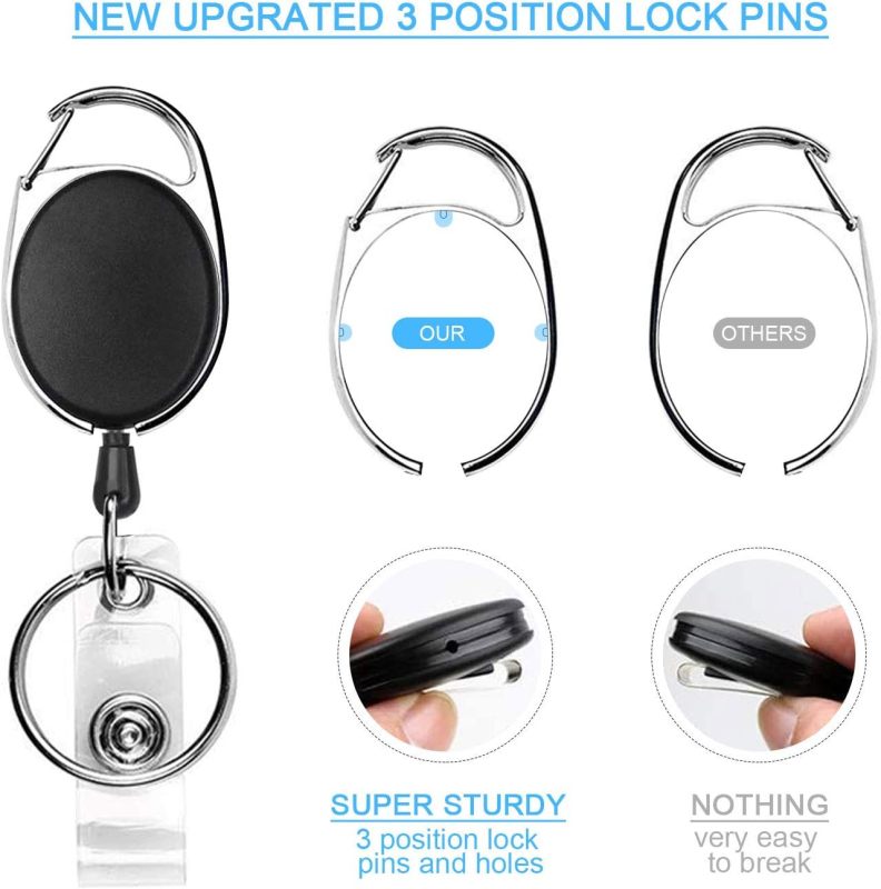 Teskyer 5 Pack Badge Reels Retractable with Carabiner Clip
