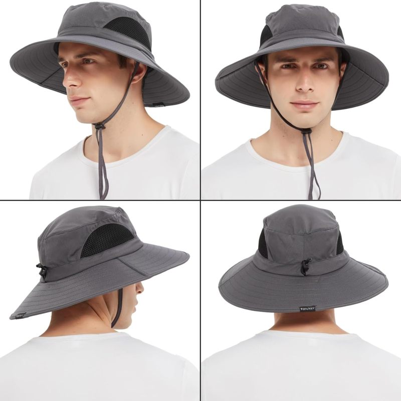 Wide Brim Sun Bucket Hat, Waterproof Boonie Hat for Men & Women
