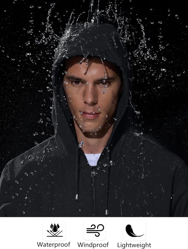 UIQUR Mens Rain Jacket Raincoat Waterproof Windbreaker