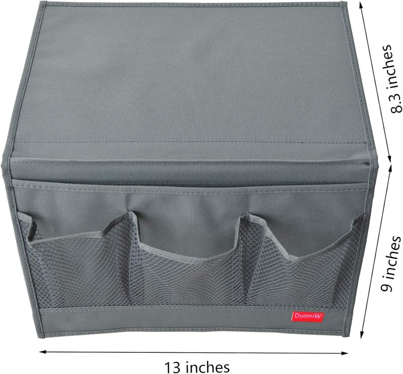 Bedside Caddy, Table Cabinet Storage Organizer, 4 Pockets (Grey)