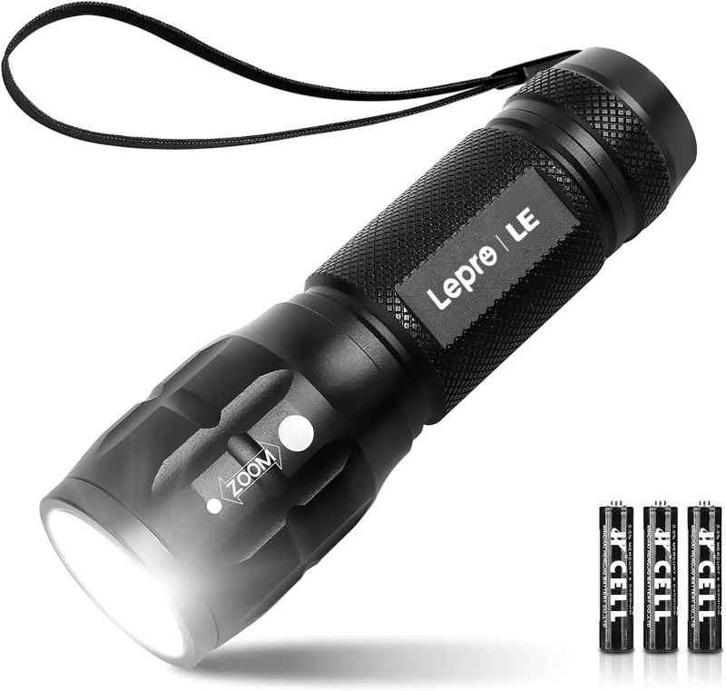 Lepro LED White Light Flashlight, High Lumens Waterproof Adjustable Focus