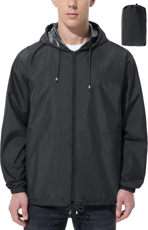 UIQUR Mens Rain Jacket Raincoat Waterproof Windbreaker