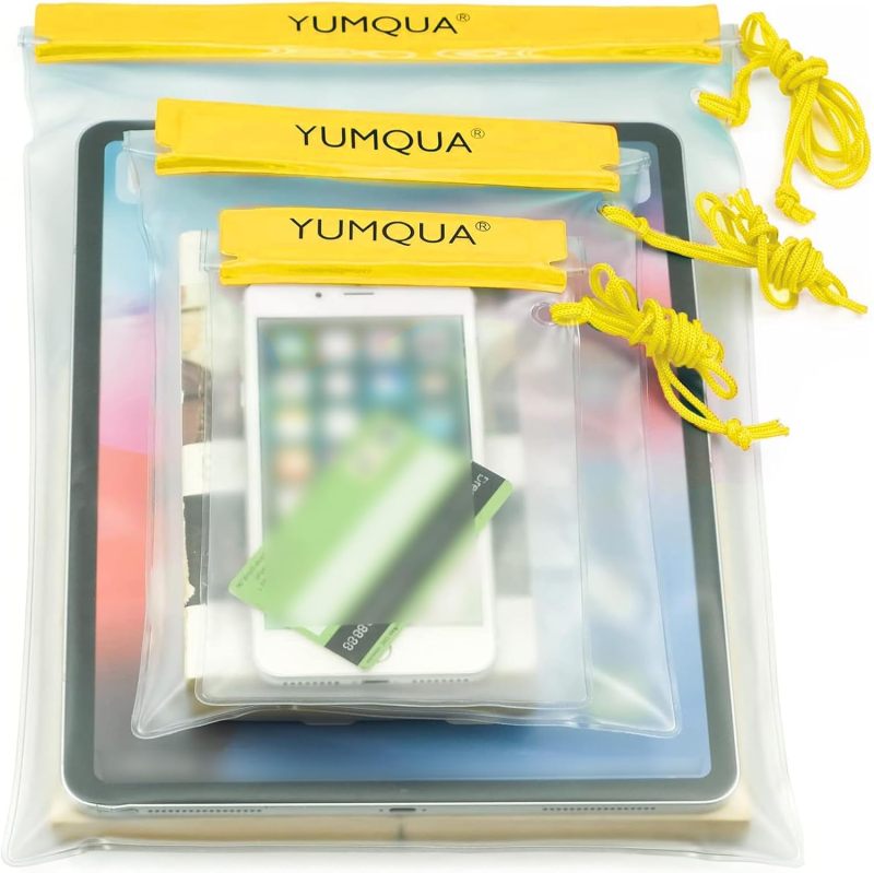 YUMQUA Waterproof Pouch Dry Bags Document Map Holder for Water Sport 3PACK