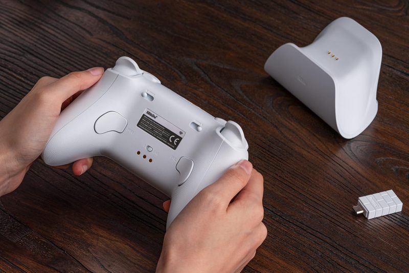 8Bitdo Ultimate 2 Bluetooth Controller for Switch & Windows PC, Switch Pro Controller with TMR Joysticks, Switchable Hall Effect/Tactile Triggers, Vibration and Motion Control, RGB Fire Ring, White