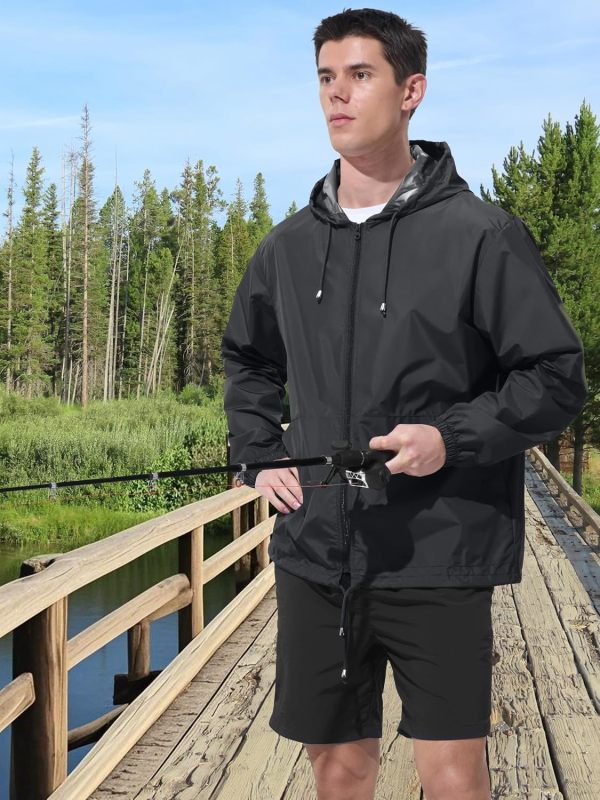 UIQUR Mens Rain Jacket Raincoat Waterproof Windbreaker