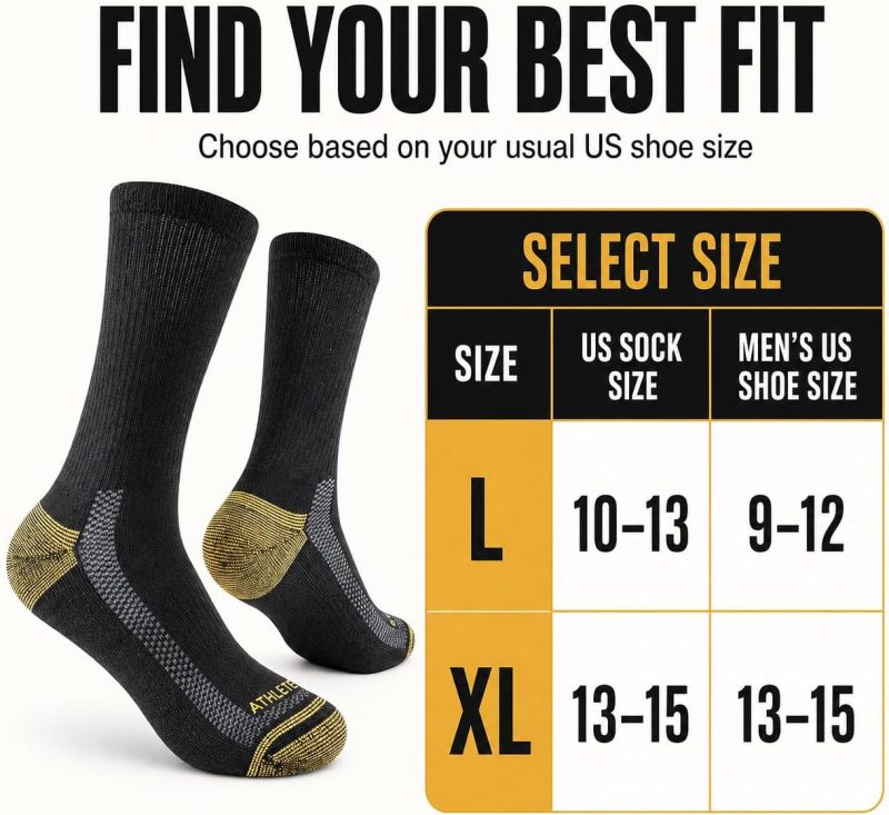 JOYNÉE Men's Athletic Crew Socks, 5/10 Pairs, Light Cushion Work Socks