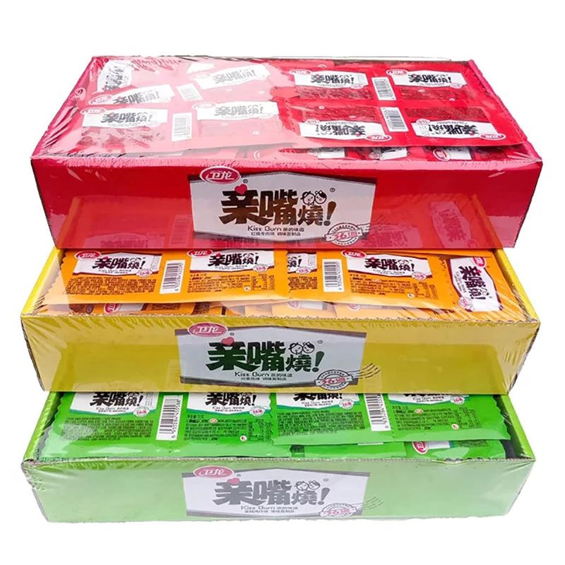 WeiLong Latiao, Damianjin Spicy Gluten,亲嘴烧, Chinese Snack, Wei Long Series Spicy Gluten (40pack) ndependent small package. (亲嘴烧绿色（Braised Spicy Flavor）)