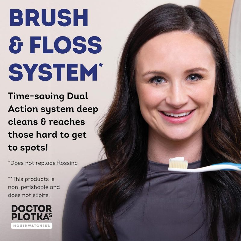 MOUTHWATCHERS Soft Flossing Manual Toothbrush, Adults, Pack of 2, Assorted