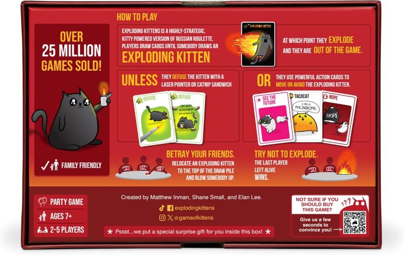 Exploding Kittens Original Edition, 2-5 Players, Ages 7+ Card Game