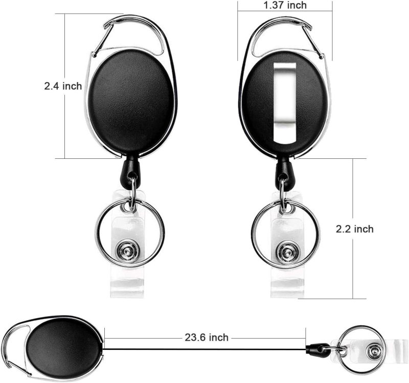 Teskyer 5 Pack Badge Reels Retractable with Carabiner Clip