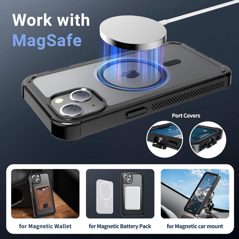 jaroco Magnetic for iPhone 13 Case Heavy Duty Protection Black