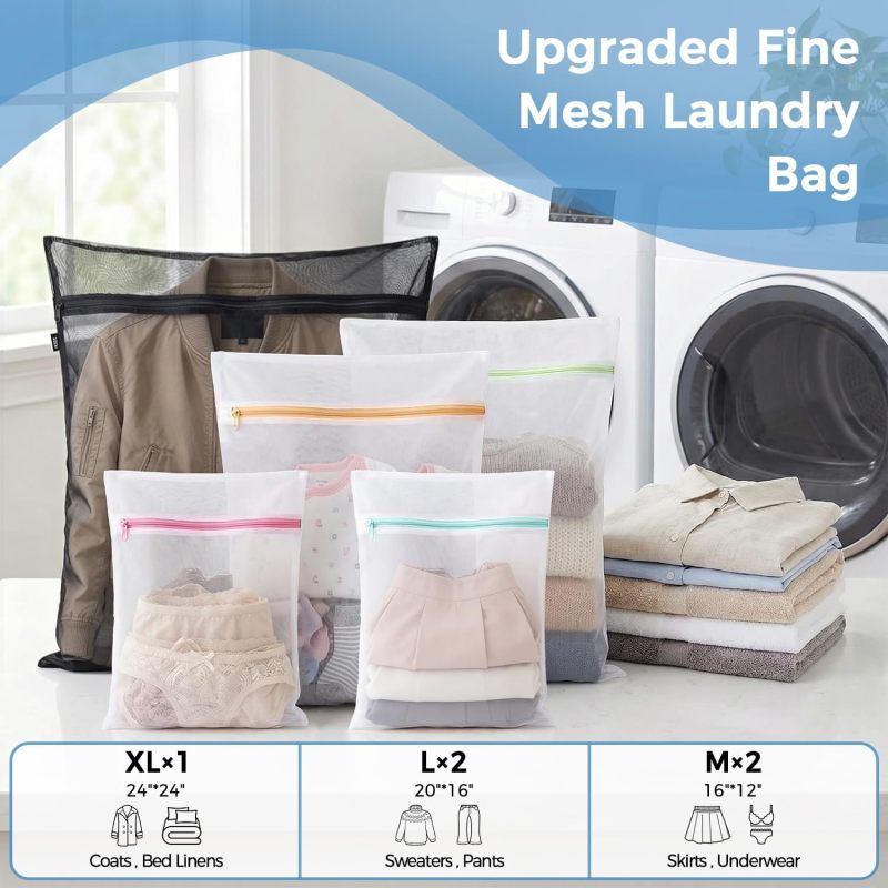 BAGAIL Laundry Bags Mesh Wash Bag for Intimates Lingerie and Delicates, 5Pcs (1XL,2L,2M)