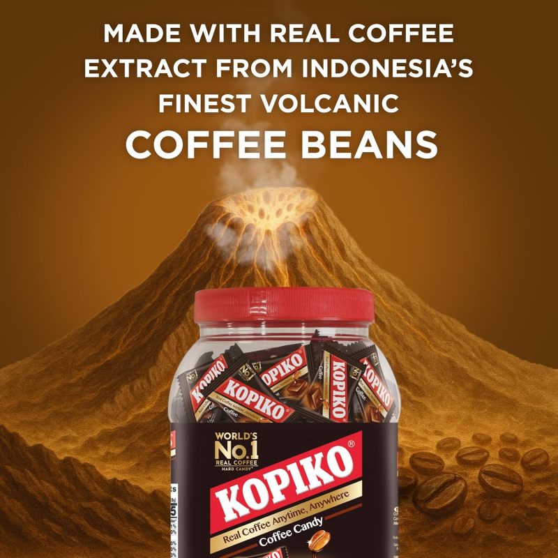 Kopiko Coffee Candy – Bold-Tasty Hard Candy from Indonesia with Real Coffee Extract – A Satisfying Boost for On-the-Go Energy (28.2oz Jar)