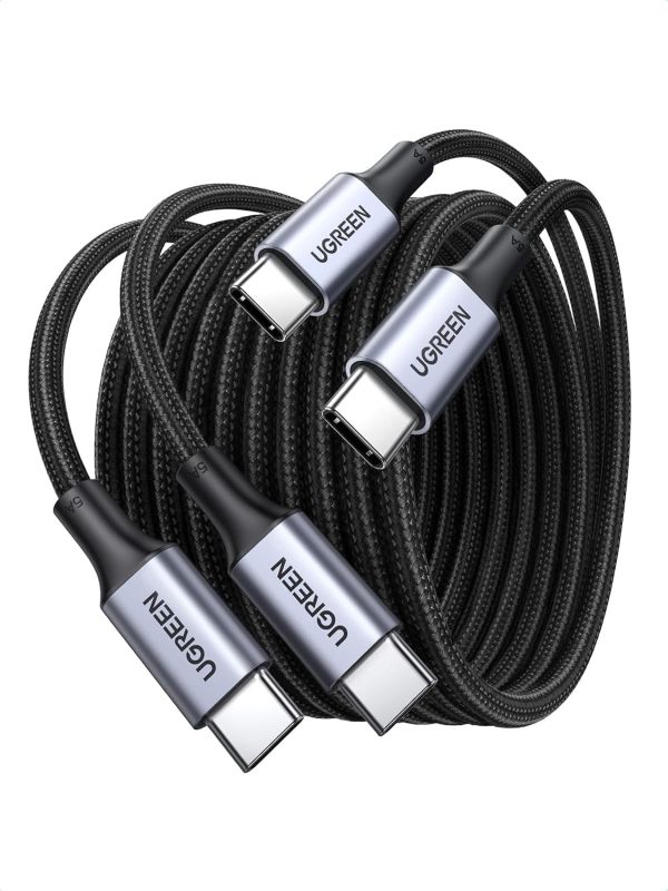 UGREEN 100W USB C to USB C Cable, Fast Charging, 2-Pack, 3.3ft, Black