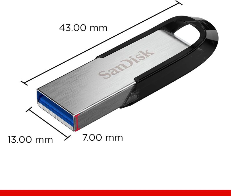 SANDISK 128GB Ultra Flair USB 3.0 Flash Drive, SDCZ73-128G-G46, Black