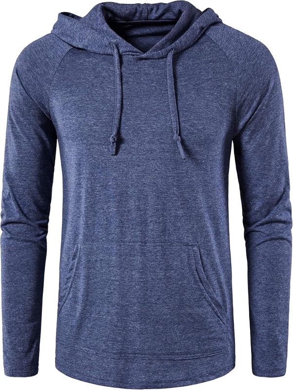 SIR7 Men's Gym Workout Active Long Sleeve Pullover Lightweight Hoodie Casual Hooded Sweatshirts