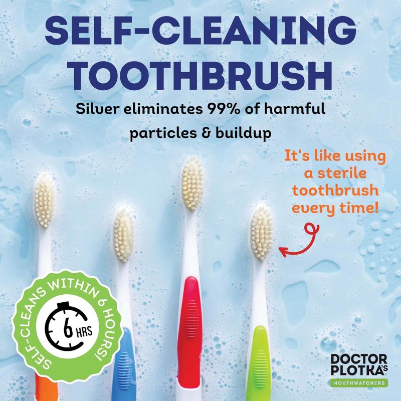 MOUTHWATCHERS Soft Flossing Manual Toothbrush, Adults, Pack of 2, Assorted