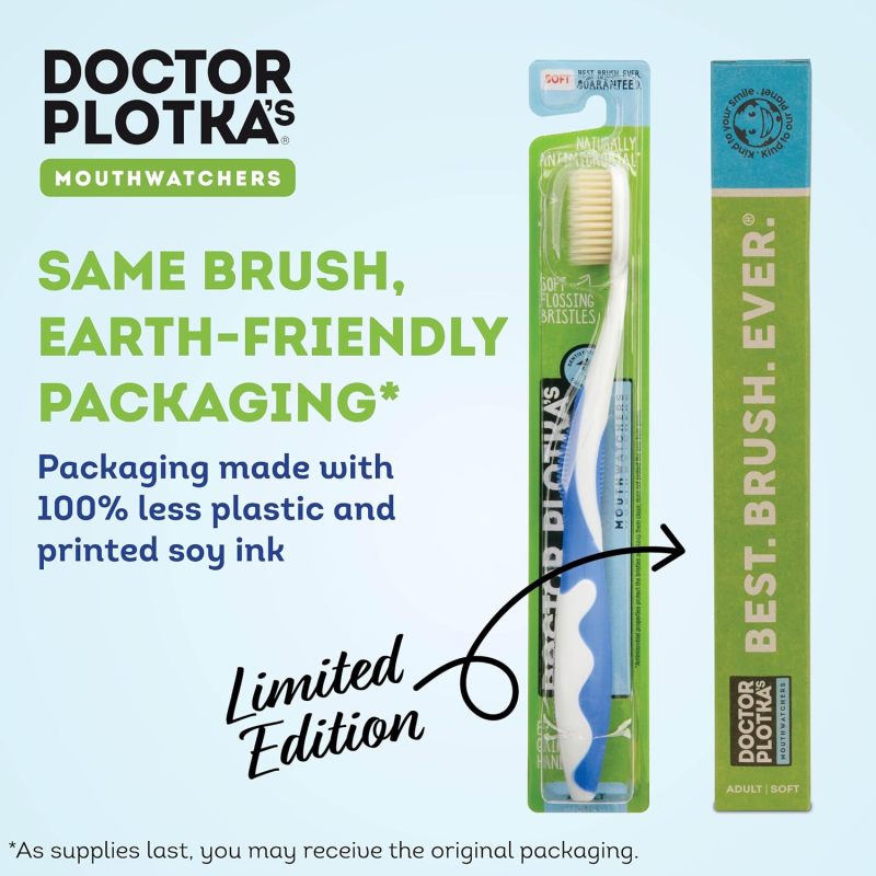 MOUTHWATCHERS Soft Flossing Manual Toothbrush, Adults, Pack of 2, Assorted