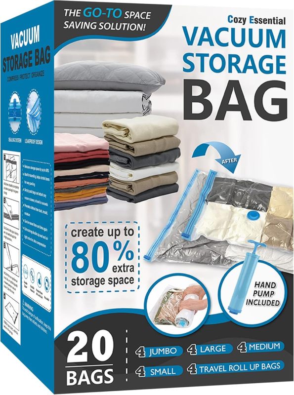 Vacuum Storage Bags with Hand Pump, Vacuum Seal Space Saver Bags,20 Combo
