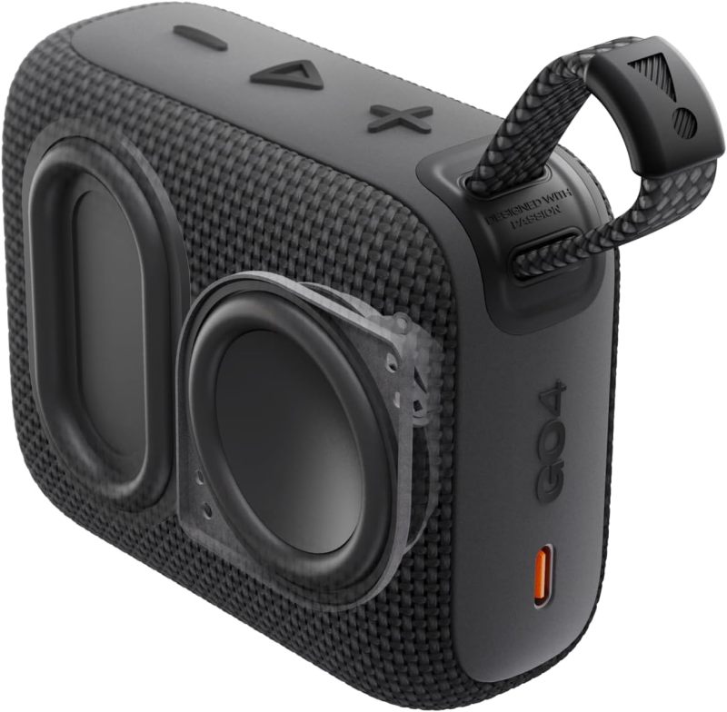 JBL Go 4 - Ultra-Portable, Waterproof and Dustproof Bluetooth Speaker, Big JBL Pro Sound with Punchy bass, 7-Hour Built-in Battery, Made in Part with Recycled Materials (Black)