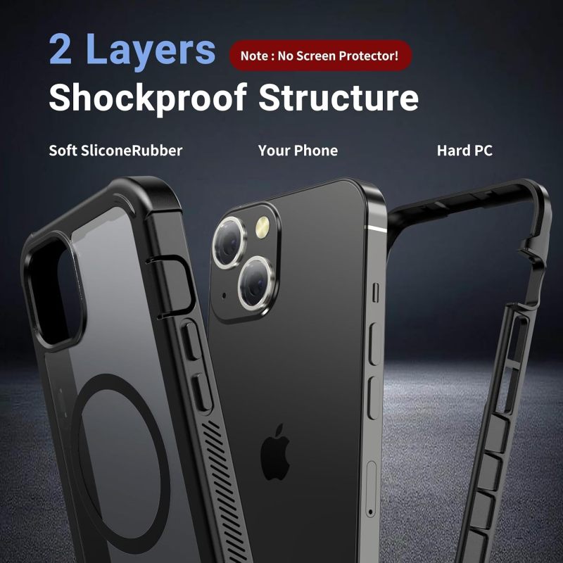 jaroco Magnetic for iPhone 13 Case Heavy Duty Protection Black