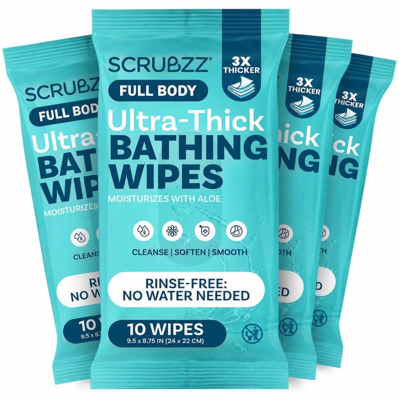 Extra Large Body Wipes for Adults Bathing No Rinse - 40 Ultra Thick Disposable Shower Wipes for Men, Women & Elderly - Great for Gym, Camping, Post Surgery