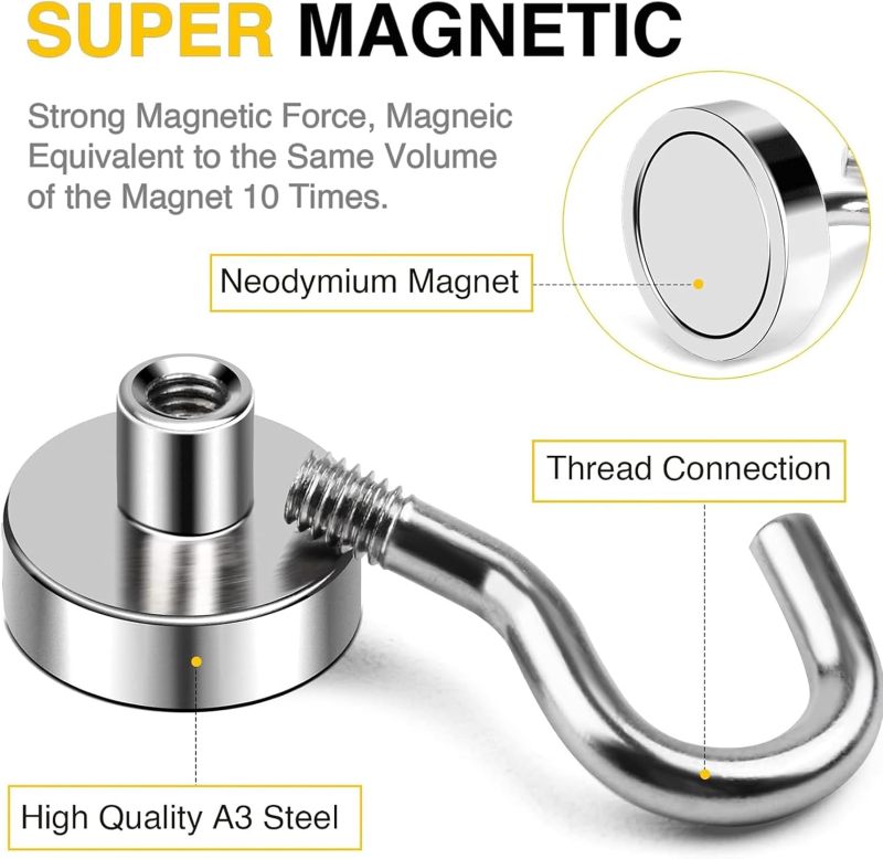 DIYMAG Magnetic Hooks 20pcs 30lbs+ Cruise Essentials 2026 Magnet Hook