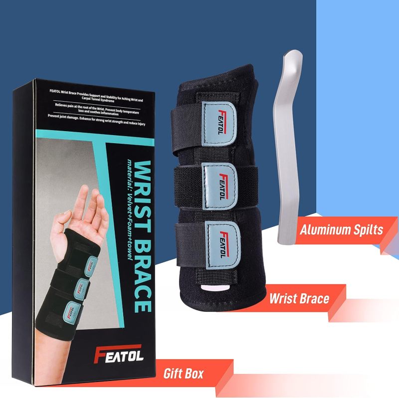 FEATOL Carpal Tunnel Wrist Brace Night Support, Adjustable Right Hand Brace