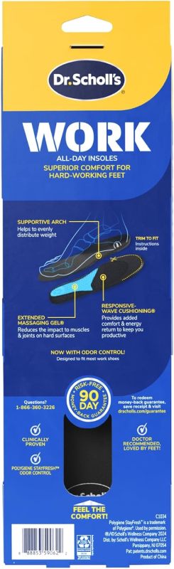 Dr. Scholl's Work All-Day Superior Comfort Insoles (with) Massaging Gel, Men, 1 Pair, Trim to Fit