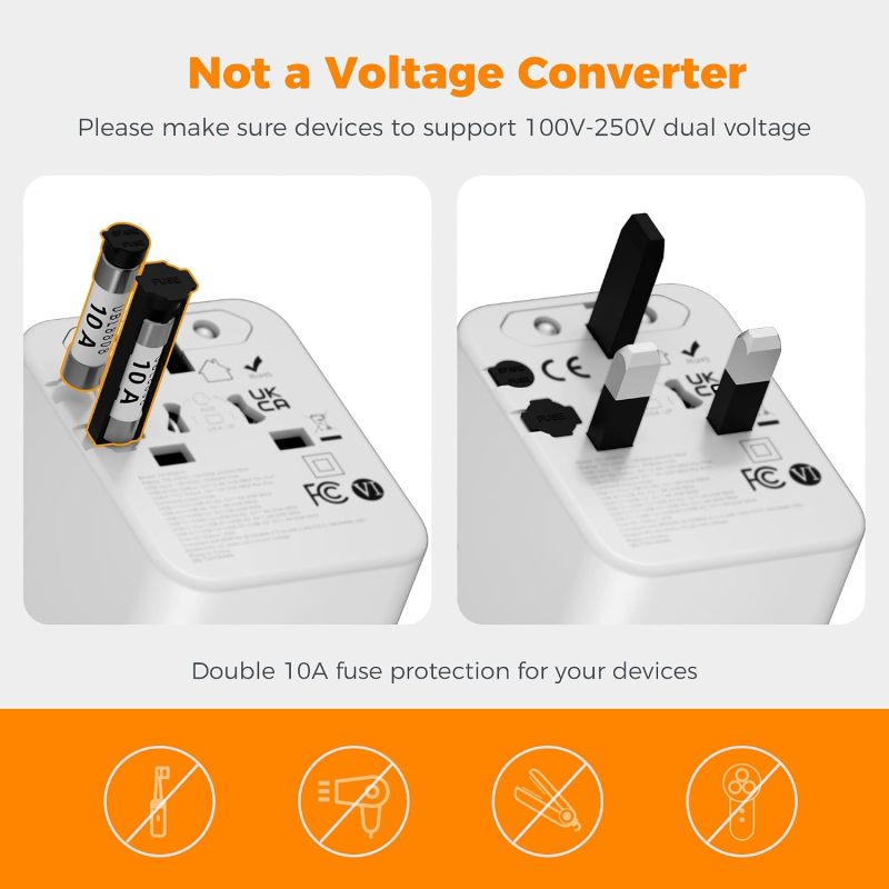 TESSAN Universal Travel Adapter, International Power Adapter