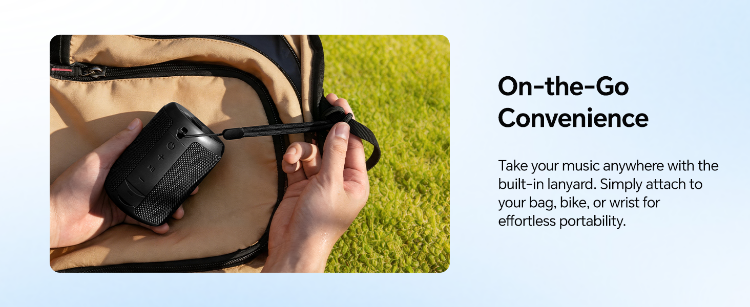 compact speaker with lanyard