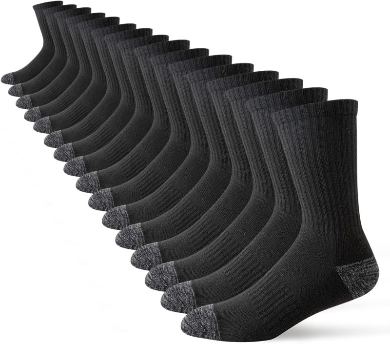 JOYNÉE 8 Pairs Mens Crew Cushion Socks Work Athletic Running Socks Casual Breathable Socks for Men,Sock Size:10-13