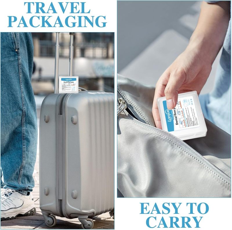 400 Count Dental Floss Picks, Travel Dental Flossers with 4 Portable Case Toothpicks Sticks Dental Tooth Picks Flosser Dental Floss Cleaner Dental Floss Sticks for Family Teeth Cleaning