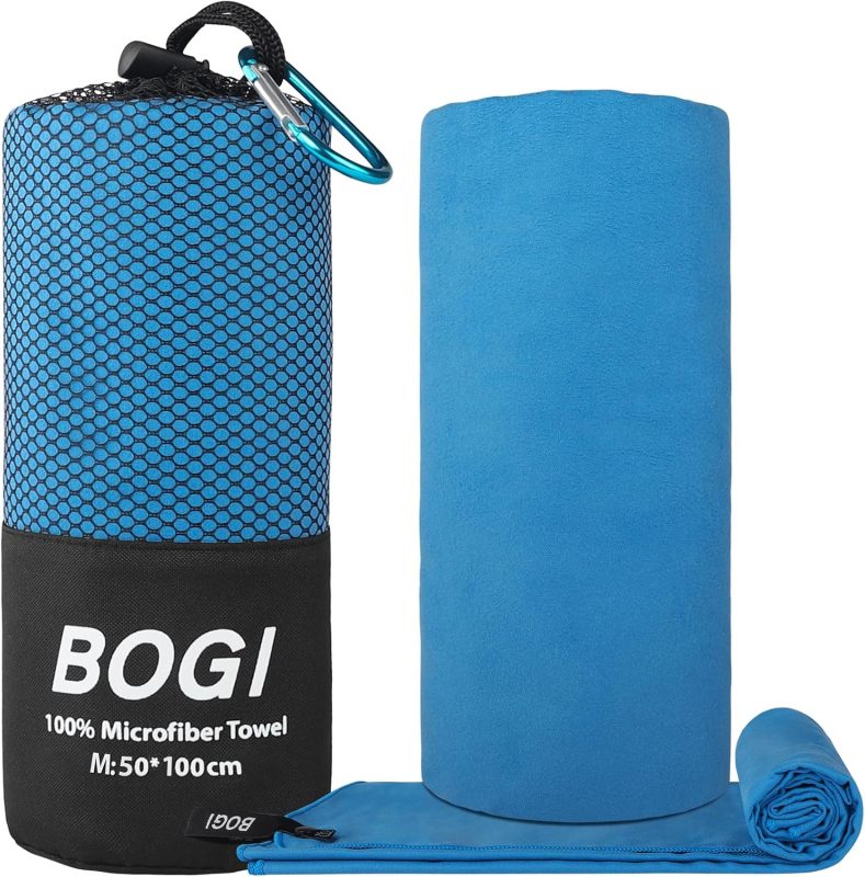 BOGI Microfiber Quick Dry Travel Sports Towel, Blue, 40"x20"