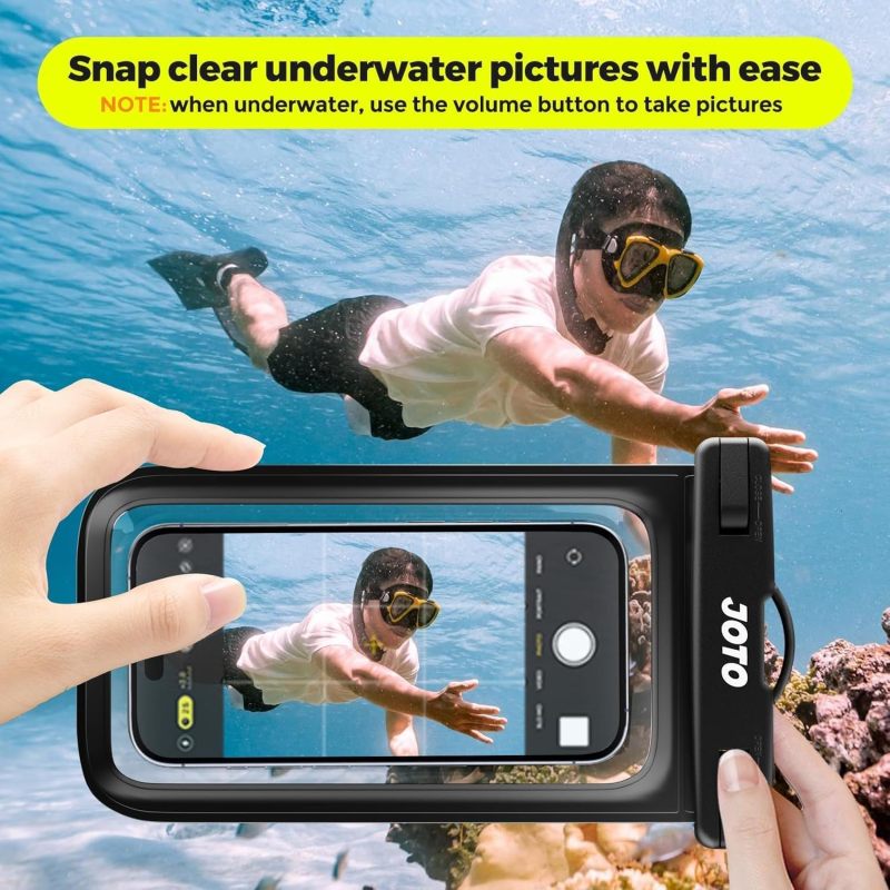 JOTO 2 Pack Waterproof Phone Pouch Case Up to 7", IPX8 Underwater Phone Case Cellphone Dry Bag for iPhone 17/Air 16 15 14 13 12 Pro Max Xs Max XR X 8 7 6S Plus SE/Galaxy S24 S23 S22 -Black