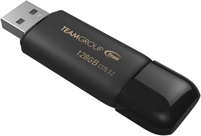 TEAMGROUP C175 128GB USB 3.2 Gen1 (USB 3.1/3.0) Read 100MB/s Flash Thumb Drive, Memory Stick Compatible with Computer/Laptop Matte Black TC1753128GB01
