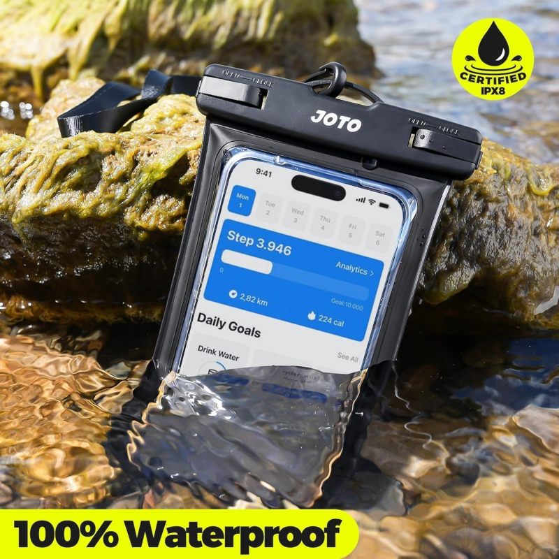 JOTO 2 Pack Waterproof Phone Pouch Case Up to 7", IPX8 Underwater Phone Case Cellphone Dry Bag for iPhone 17/Air 16 15 14 13 12 Pro Max Xs Max XR X 8 7 6S Plus SE/Galaxy S24 S23 S22 -Black