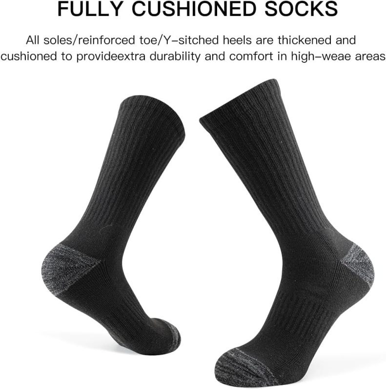 JOYNÉE 8 Pairs Mens Crew Cushion Socks Work Athletic Running Socks Casual Breathable Socks for Men,Sock Size:10-13