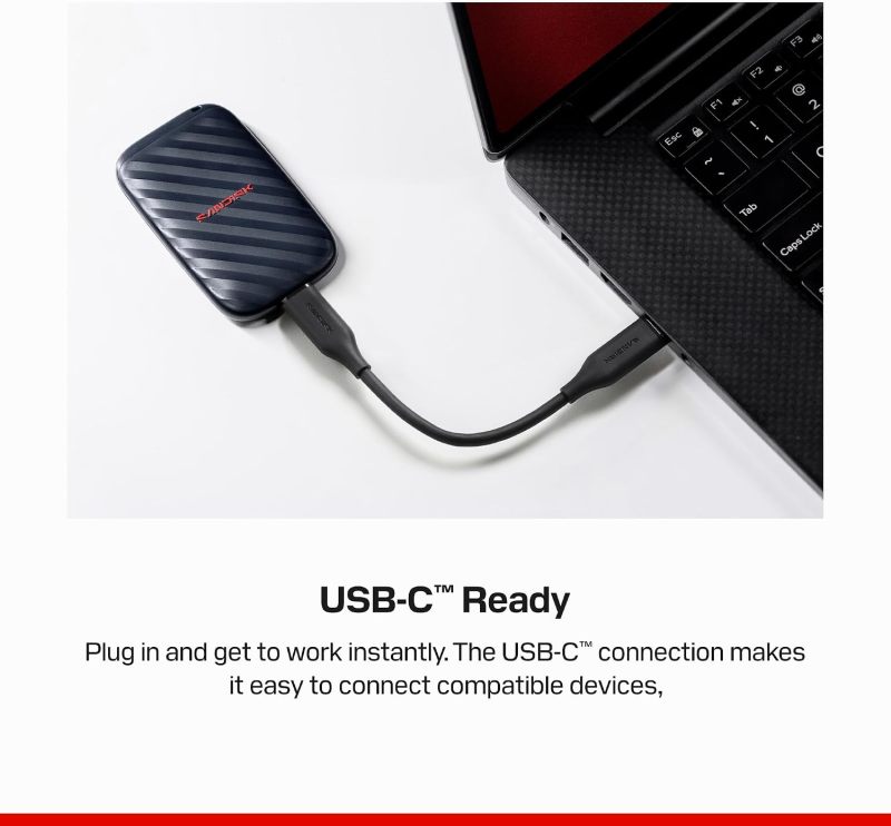 Sandisk 1TB Portable Drive, Up to 600MB/s Read Speeds - Black