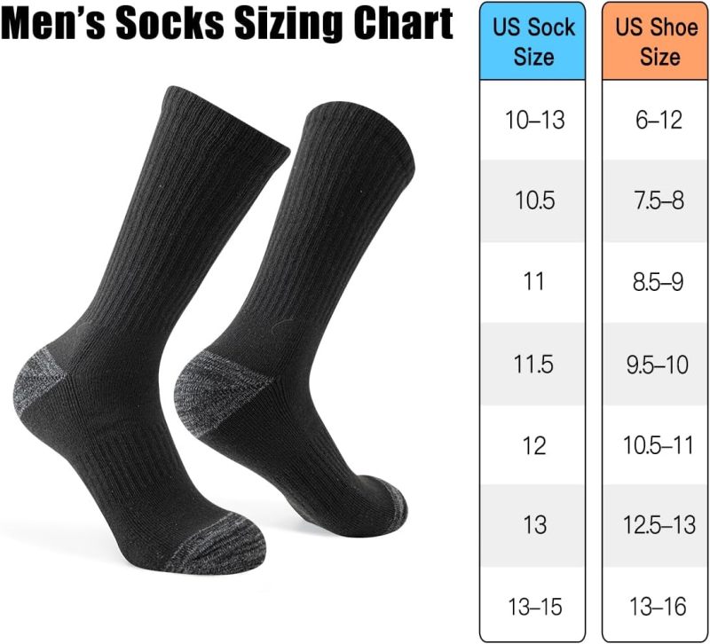 JOYNÉE 8 Pairs Mens Crew Cushion Socks Work Athletic Running Socks Casual Breathable Socks for Men,Sock Size:10-13