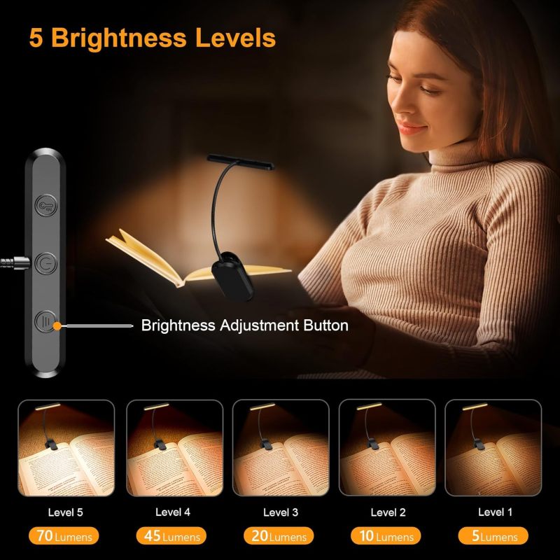 Gritin Rechargeable Book Light for Reading in Bed with 19 LED