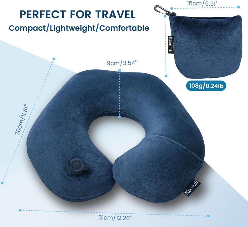 Keemall Inflatable Neck & Shoulder Travel Pillow for Airplane Naps