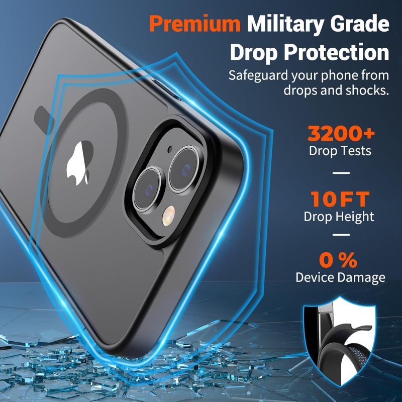 SUPFINE Magnetic for iPhone 13 Case/iPhone 14 Case Black