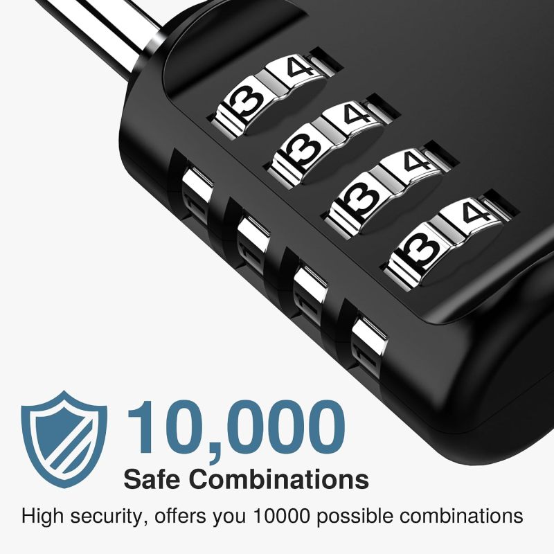 Puroma 2 Pack Combination Lock Locker 4 Digits Combo Padlock Gym Black