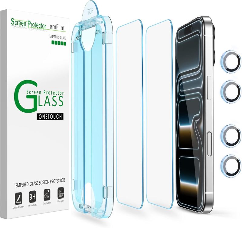 amFilm OneTouch for iPhone 17 Pro Screen Protector 6.3'' Tempered Glass