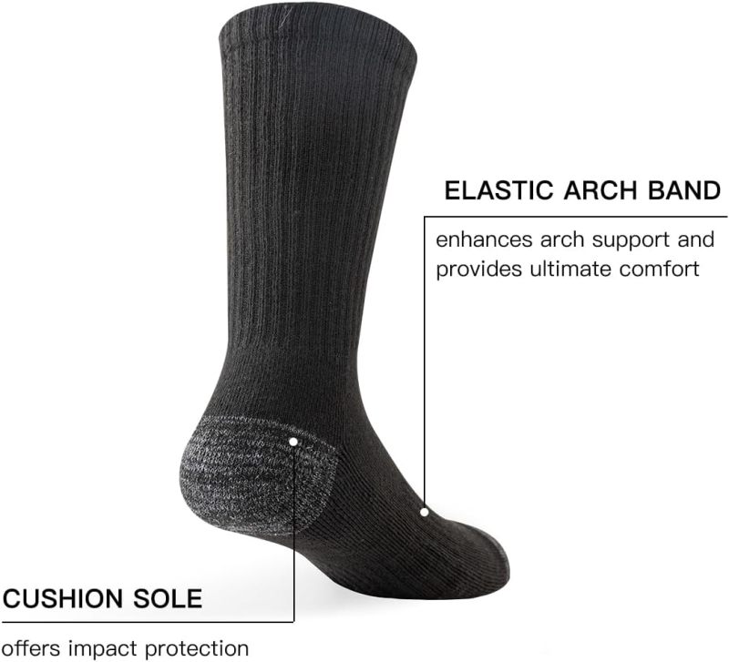 JOYNÉE 8 Pairs Mens Crew Cushion Socks Work Athletic Running Socks Casual Breathable Socks for Men,Sock Size:10-13