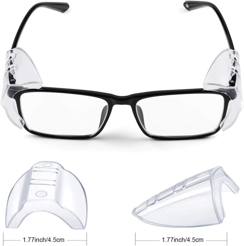 MELASA Safety Glasses Side Shields for Glasses, Slip on Clear Eye Glasses